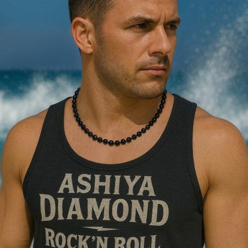 極太ブラックスピネル大粒ネックレス迫力の140カラット大粒　6mm メンズアクセサリー レディース　...