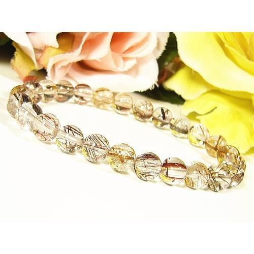 超高品質MIXミックスルチル7mm/天然石ブレスレット/1点もの