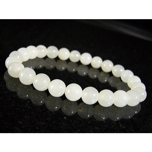 「高品質：美白」アゼツライト/スーパーホワイト本場サチャロカ（南インド産）8mmブレスレット