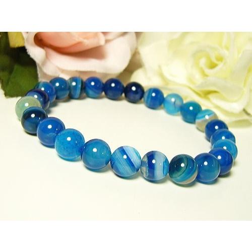 ★完売御礼★天眼メノウ(瑪瑙)/ブルー/天然石パワーストーンブレスレット8mm