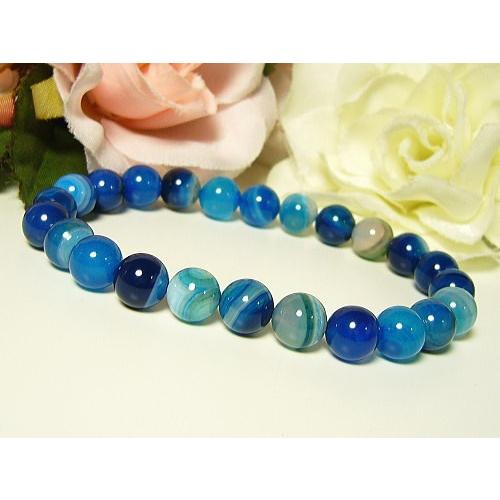 天眼メノウ(瑪瑙)/ブルー/天然石パワーストーンブレスレット8mm/1点もの