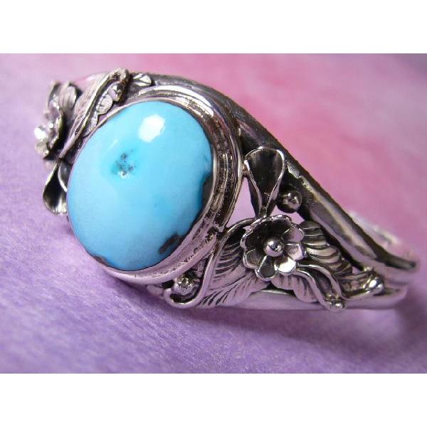 希少本物ターコイズ超大粒★手作り★ハンドメイド彫金★シルバー925バングル★