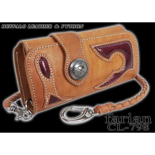 ★完売御礼★高級素材バッファロー×パイソン メンズ財布 チェーン付き