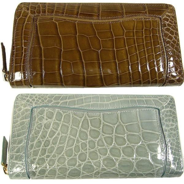 ナイルクロコダイル/スーパーシャイニング加工/最上級ラウンドファスナー財布