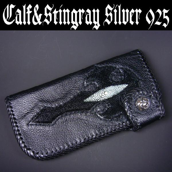 ≪カーフレザー(牛革)&amp;高価スティングレー革≫クロスコンビネーション=長財布=