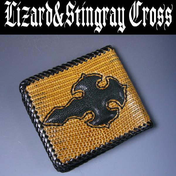 ≪リザード&amp;スティングレイ≫天然皮革クロス二つ折ウォレット=財布=