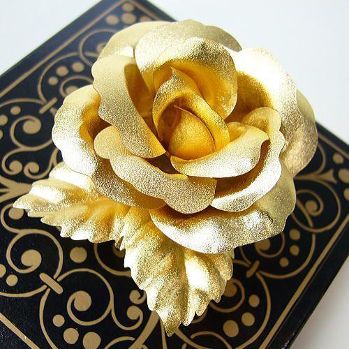 金価格史上最高値更新　「純金」証明書つき「純金」の薔薇（バラ）の花/ブローチ/結婚式：ブライダル：パ...