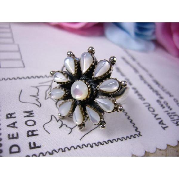 本物ホワイトシェル（白蝶貝）★手作り★ハンドメイド彫金★シルバー925リング★