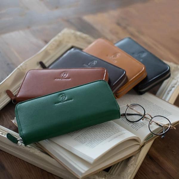 イタリア職人の誇りの高級本革財布  イタリーレザー フルグレインレザー 天然植物タンニン染め 男女兼...