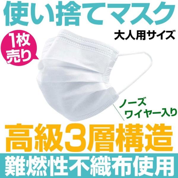 1枚69円税別【1〜2営業日以内】50枚単位購入で箱入り大人用(白色)使い捨てマスク・高機能　3層構...