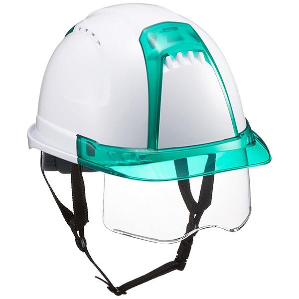 トーヨー ヘルメット シールド付 白（ひさしグリーン） No391F-G-C トーヨーセーフティ