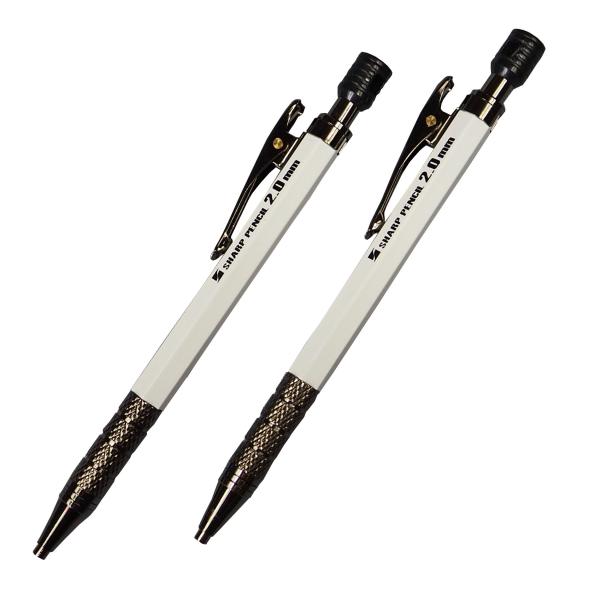 朱雀 建築用シャープペンシル 2.0mm 本体 白  500-W お買い得2本セット 祥碩堂 クロネ...