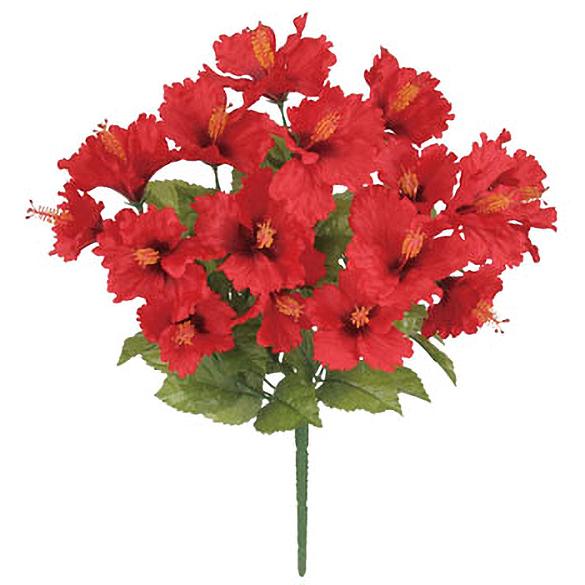 トロピカルハイビスカスブッシュ(レッド) FLB-8018-RD／造花 アートフラワー ハイビスカス...