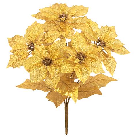 メタリックポインセチアブッシュ FLB-8091／造花 アートフラワー ポインセチア ゴールド クリ...