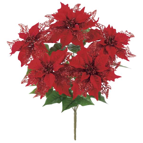 ユーロベルベットポインセチアブッシュ FLB-8110／造花 アートフラワー ポインセチア クリスマ...