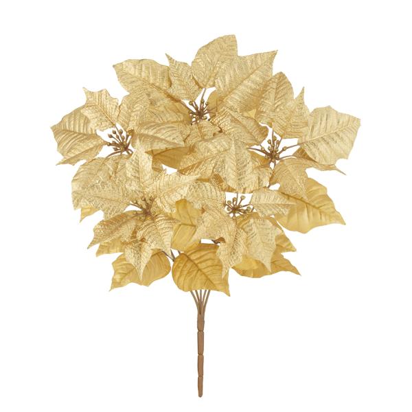 メタリックポインセチアブッシュ FLB-8121／造花 アートフラワー ポインセチア ゴールド クリ...