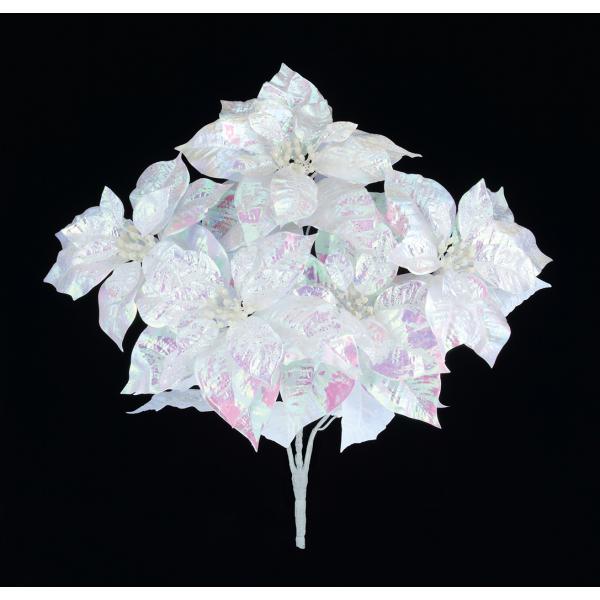 オーロラホワイトポインセチアブッシュ FLB-8142／造花 アートフラワー ポインセチア 白 クリ...