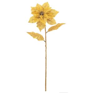 メタリックポインセチアスプレイ FLS-5285／造花 アートフラワー ポインセチア ゴールド クリ...
