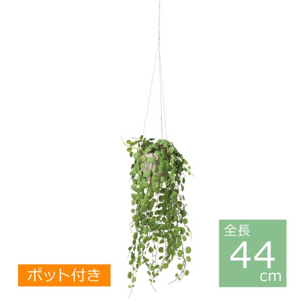 ペペロミアハンギングポット/44cm GLA-1570 GR／人工観葉植物 フェイクグリーン 鉢付き...