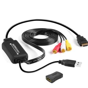Iseebiz HDMIをコンポジットへ変換 HDMI-AV変換アダプター 車載用対応 HDMI to RCA/AV/コンポジット 変換アダ｜ageha-shop