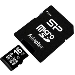 SP Silicon Power シリコンパワー microSDHCカード 16GB class10 アダプタ付 ブラック SP016GBS｜ageha-shop