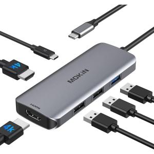 USB Cドッキングステーションhdmi 2つ4K@30Hz出力 MOKiN 6 in 1 USB Cハブ HDMIトリプル外部モニター 1