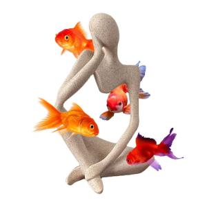 HyzaPhix アクアリウム 水槽 オブジェ アクセサリー 人形 彫像 彫刻 砂岩 置物 水族館飾り 鑑賞魚 魚のおもちゃ 隠れ家 樹脂製｜ageha-shop