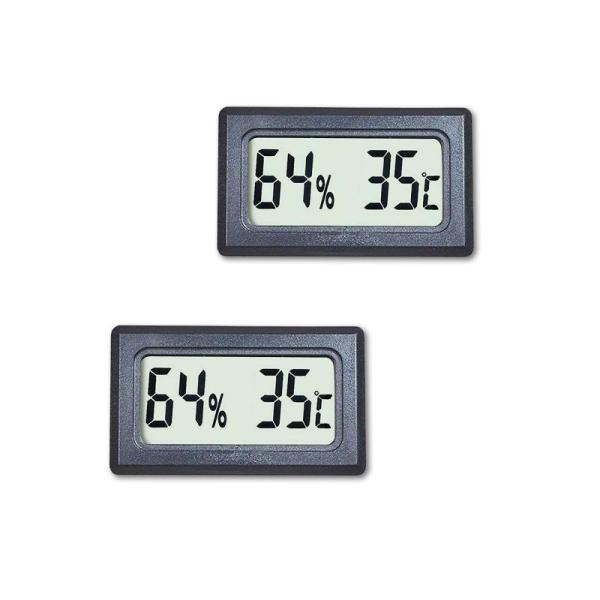 JIVELER ミニ LCDデジタル温湿度計 2個 軽量、コンパクト、大きな数字の室内温度計湿度計 ...
