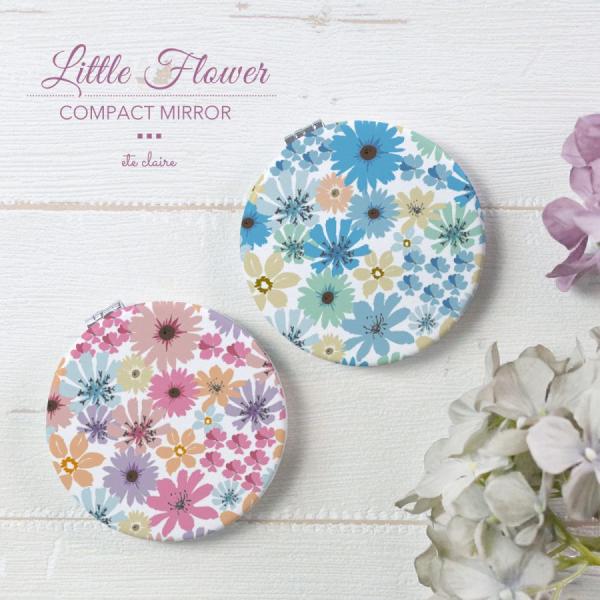 コンパクトミラー 手鏡 両面印刷 ダブルミラー 丸型 拡大鏡 パステル フラワー 花柄
