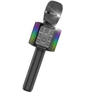 Sky Stone カラオケマイクワイヤレスマイク bluetooth microphone karaoke LEDライト付き 音楽再生 録音可