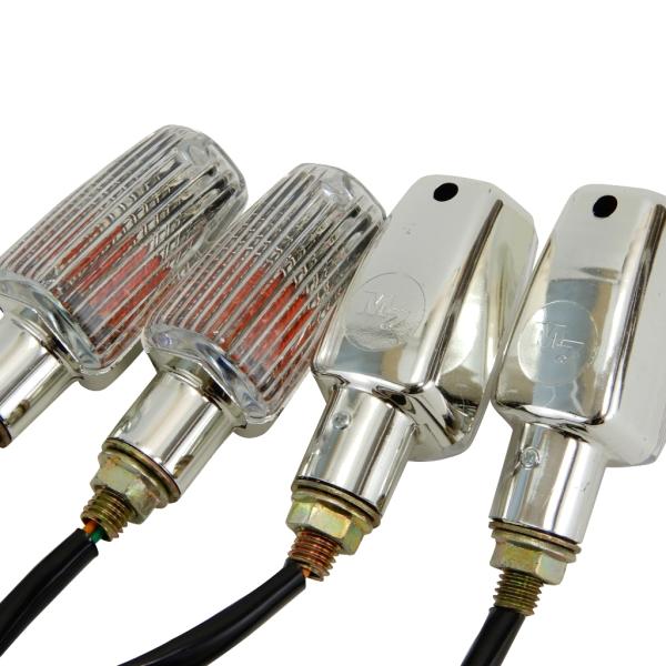 ミニ ウインカー 4個 メッキxクリア 汎用 SFタイプ カワサキ エストレア,エリミネーター,バリ...