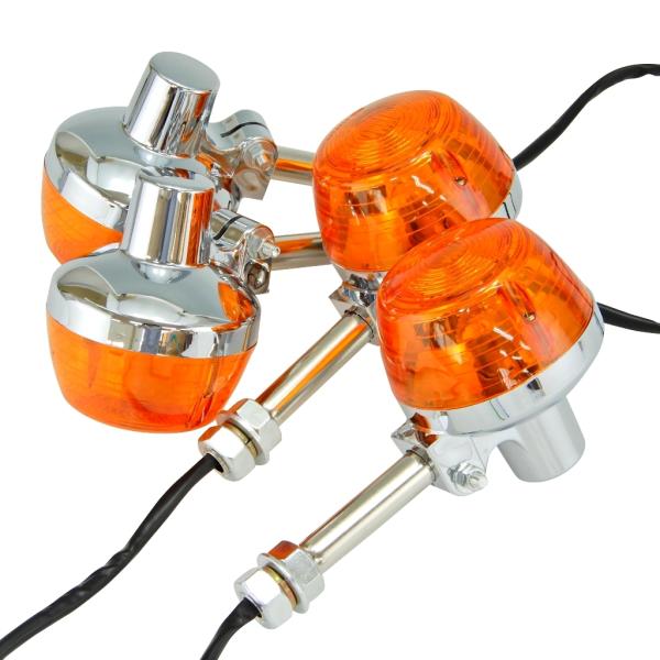 互換品 ホークタイプ CB系 ウインカー 4個 オレンジ ステー付 CB250T,CB750K,ホー...