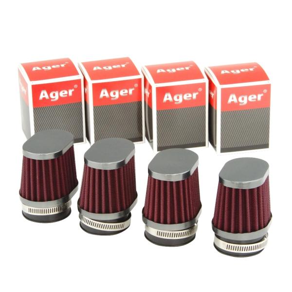 パワーフィルター 48mm オーバル ガンメタx赤 4個 スズキ GS1000,GS400,GS75...