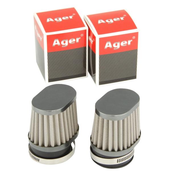 パワーフィルター 50mm オーバル ガンメタxステンレス 2個 ホンダ CB-1,CB400SF,...