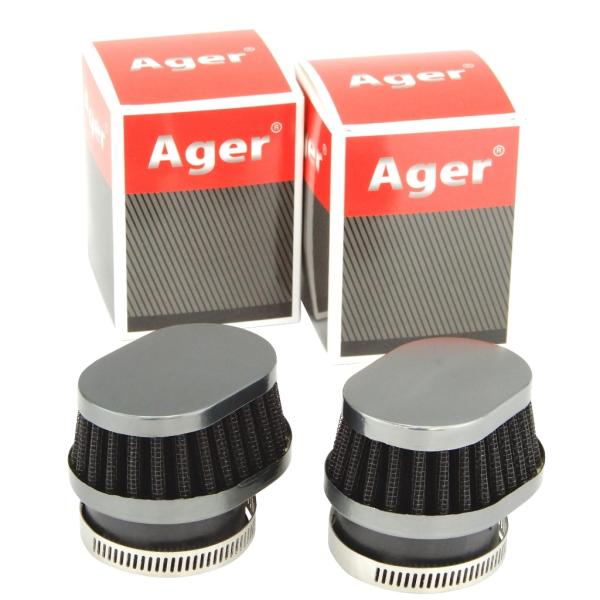 パワーフィルター 48mm ショート オーバル ガンメタx黒 2個 ヤマハ Rx200,RZ250,...