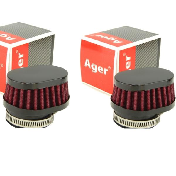 パワーフィルター 50mm ショート オーバル 黒x赤 2個 500SS,750SS,ゼファー400...