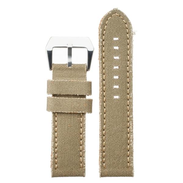 Diloy 腕時計ベルト 24mm デニム &amp; イタリアン カーフレザー mod390 ミリタリーグ...