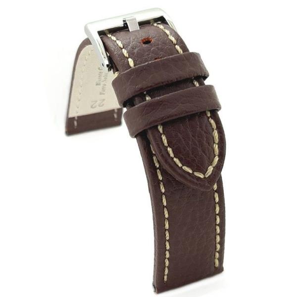 Diloy 腕時計 ベルト カーフレザー ステッチ フラットモデル Ref.376 ダークブラウン ...