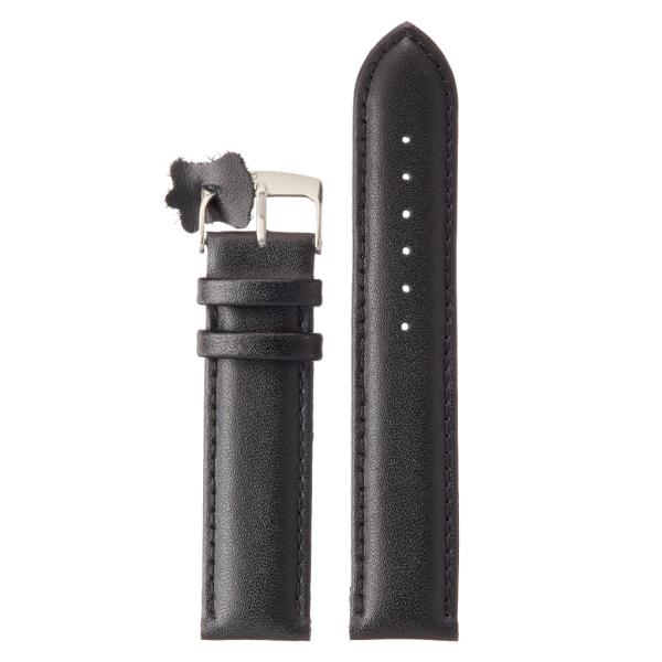 Diloy 腕時計ベルト 24mm レザー 302シリーズ バンド 本革 ブラック