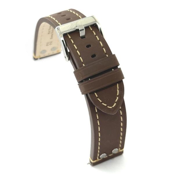 Diloy 腕時計 ベルト 18mm オイルドカーフレザー アビエータースタイル リベット付き 本革...