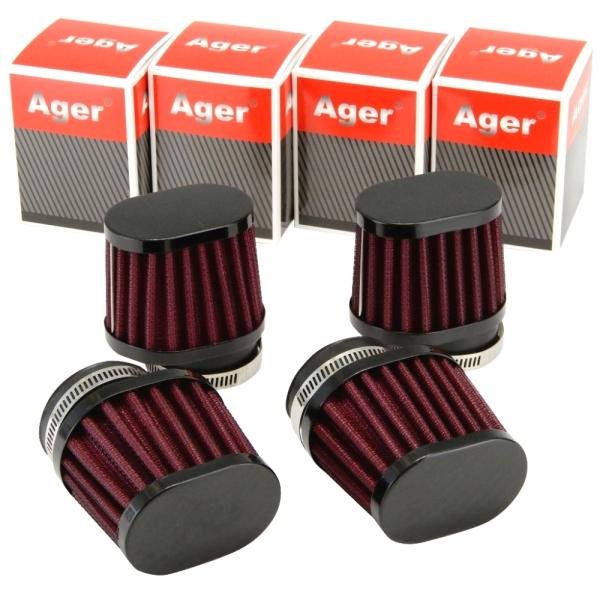 パワーフィルター 54mm バイク オーバル ブラックxレッド 4個 XJR1200 XJR1300...