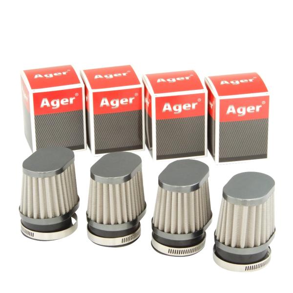 パワーフィルター 48mm バイク オーバル ガンメタxステンレス 4個 GPZ400F KH250...