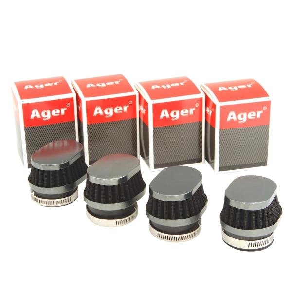 パワーフィルター 50mm  バイク オーバル ショート ガンメタx黒 4個 XJR400S Z40...