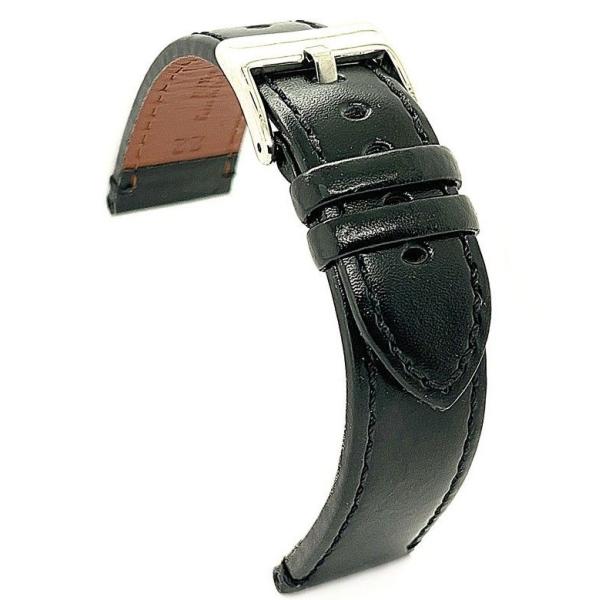 Diloy 腕時計ベルト 18mm イタリアン カーフレザー 401フラット ブラック
