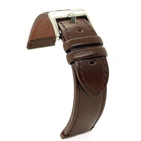 Diloy 腕時計ベルト 18mm イタリアン カーフレザー 401フラット ダークブラウン