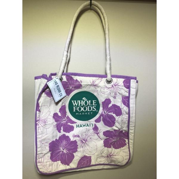 WHOLE FOODS ホールフーズ トートバッグ ハワイ ハイビスカス ショッピングバッグ エコバ...