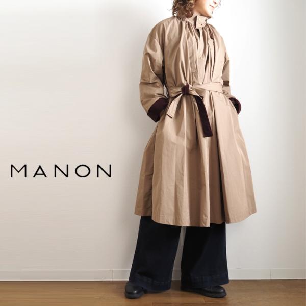 SALE コート MANON マノン ギャザー スタンドカラー ロング丈 レディース 30代 40代...