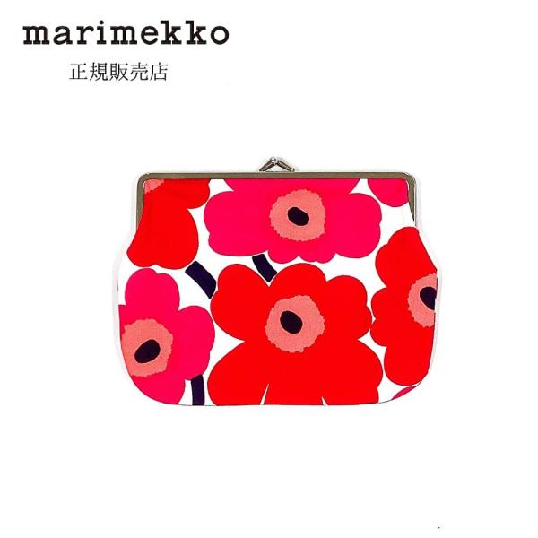 マリメッコ　がま口ポーチ　Mini Unikko（ミニウニッコ） レッド×ホワイト　Puolikas...