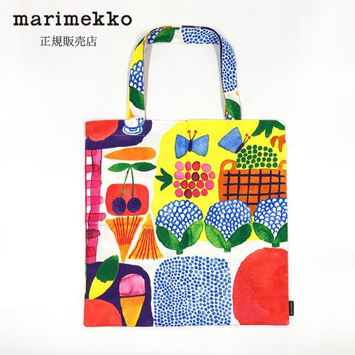 【日本限定】 マリメッコ　トートバッグ　Kesatori（ケサトリ） 43×43cm　レッド×パープ...