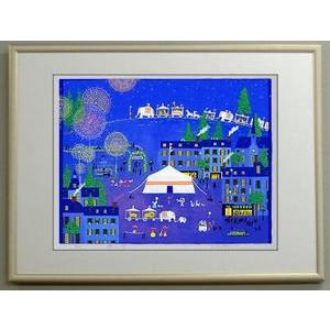 お値下げ吉岡浩太郎スクリーン版画　窓　です 海 絵画 風景画 横浜ベイブリッジ 版画 シルクスクリーン 吉岡